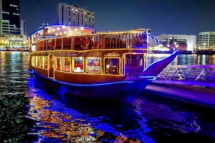 Dubai Dhow Cruise Marina Dinner: Evening Buffet, Skyline Views & Live Tanoura Show