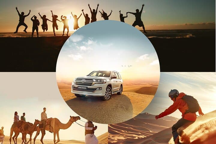 Sunrise & Sunset Doha Desert Safari — Dune Bashing, Sandboarding & Camel Ride