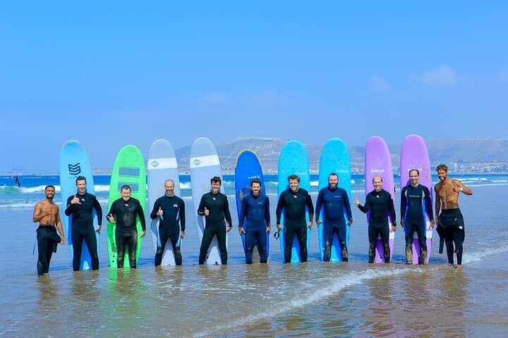 Beginner Surf Lessons at Agadir Beach — 2-Hour Small-Group Surfing in Morocco