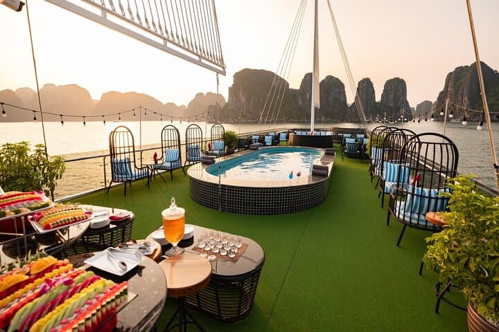 Luxury Halong Bay Day Cruise: Buffet, Pool & Sunset Party on Route 2 photo 6