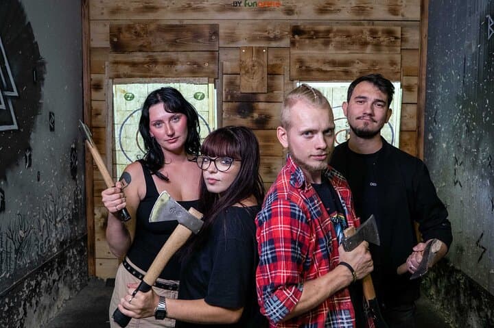 Cyberpunk Axe Throwing in Prague’s Fun Arena: Urban Axe-Throwing Experience Near Wenceslas Square