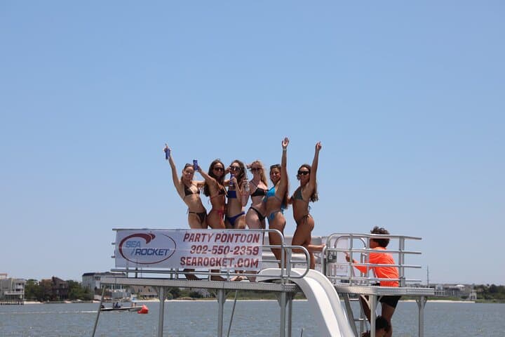 4-Hour Party Pontoon Rental in Chincoteague Island — Double‑Deck Boat with Slide photo 4