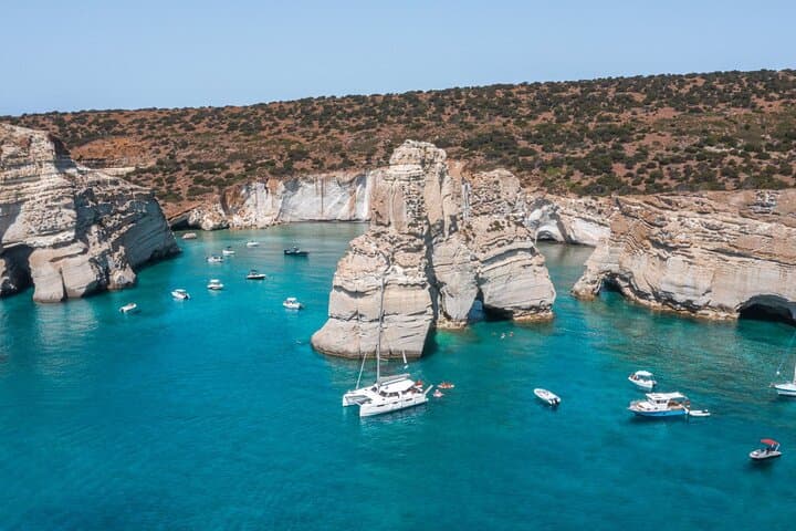 Private Half-Day Catamaran Cruise to Kleftiko Bay with Lunch from Adamantas, Milos photo 3