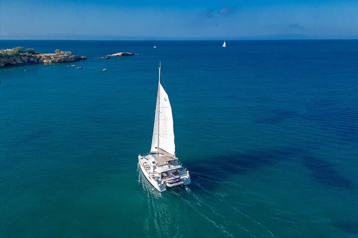 Private Catamaran Cruise to Kleftiko & Polyegos from Milos — Full-Day with Lunch