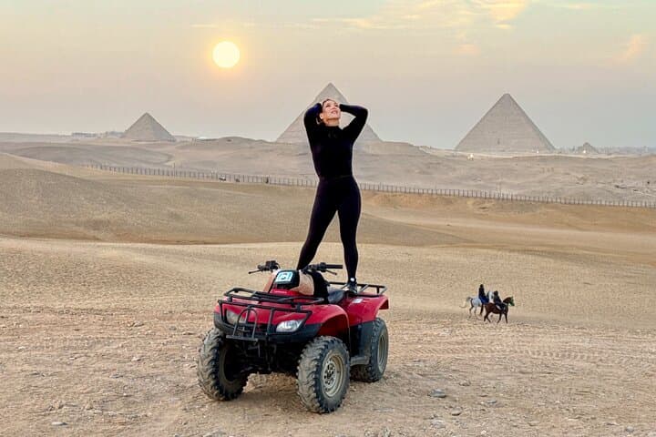 Sunset ATV Adventure at the Giza Pyramids: Quad Ride, Camel Trek & Sphinx