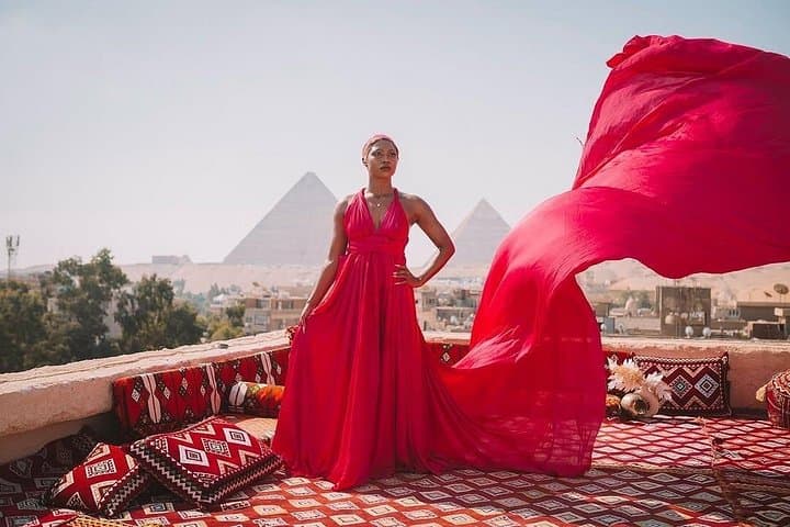 Giza Pyramids Flying Dress Photoshoot & Private Camel Ride — 4-Hour Tour photo 1