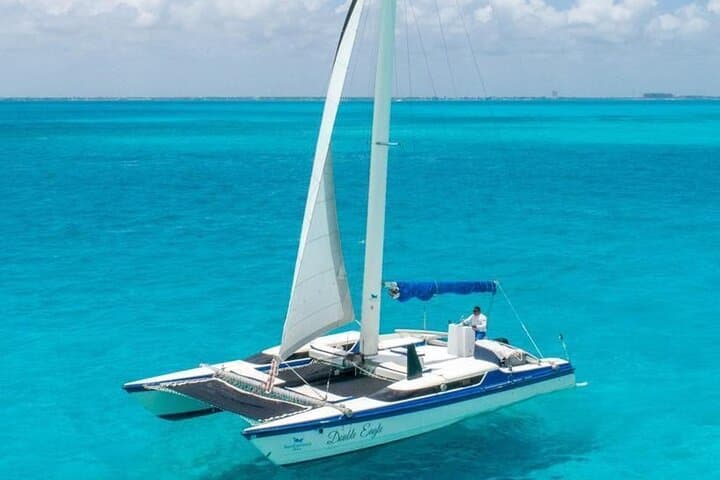 Private Catamaran to Isla Mujeres — Snorkel, Beach Club Buffet & Open Bar
