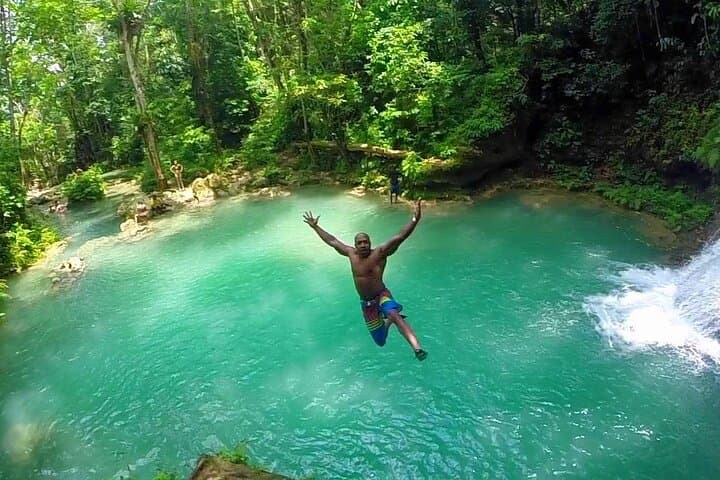 Blue Hole Waterfall & Bamboo Rafting from Ocho Rios — Swim, Swing & White River Drift