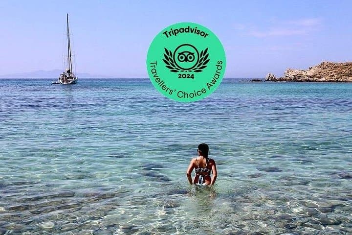 Sunset Sailing Cruise to Rhenia from Mykonos: Beach Safari, Snorkel & Dinner photo 1