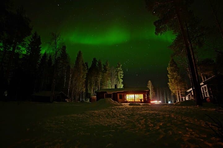 Northern Lights Hunt at a Lappish Cottage near Rovaniemi