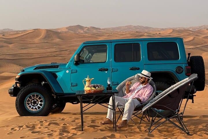 Private Dubai Desert Jeep Safari with Sunset Setup and Falcon Experience photo 3