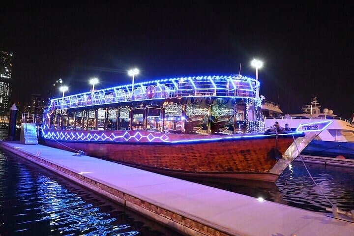 Evening Dhow Cruise and Dinner in Dubai Marina: Sunset, Skyline & Traditional Entertainment