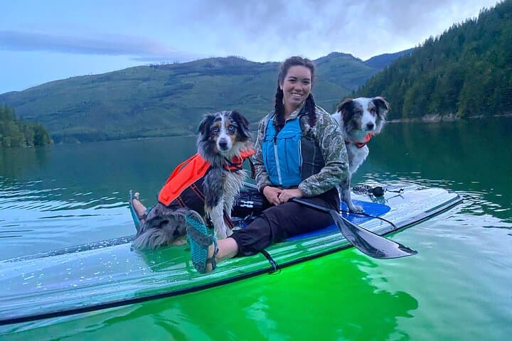 Experience Glacier Park at Dusk: Sunset LED Clear Paddleboard Rentals in Montana