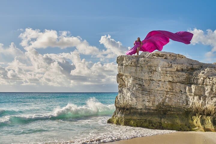 Flying Dress Photoshoot Cancun — Playa Delfines & Playa Forum Beach Session photo 5