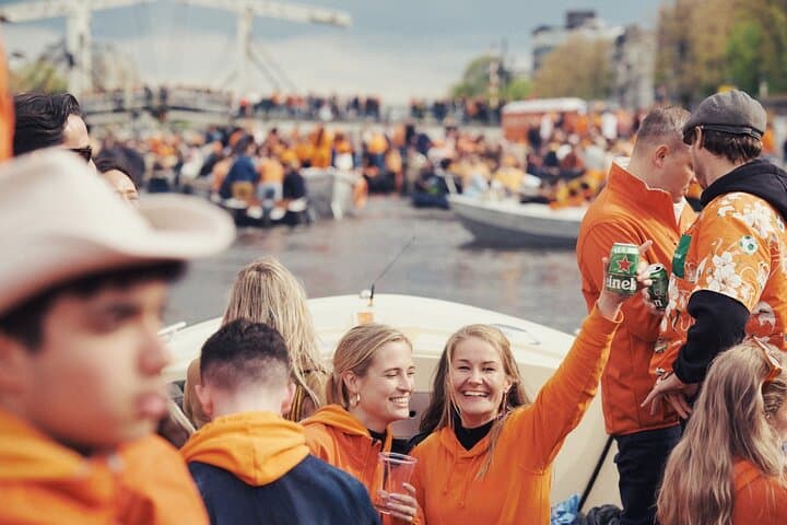 Amsterdam King's Day Canal Party: 1.5-Hour Open-Bar Boat Cruise photo 1