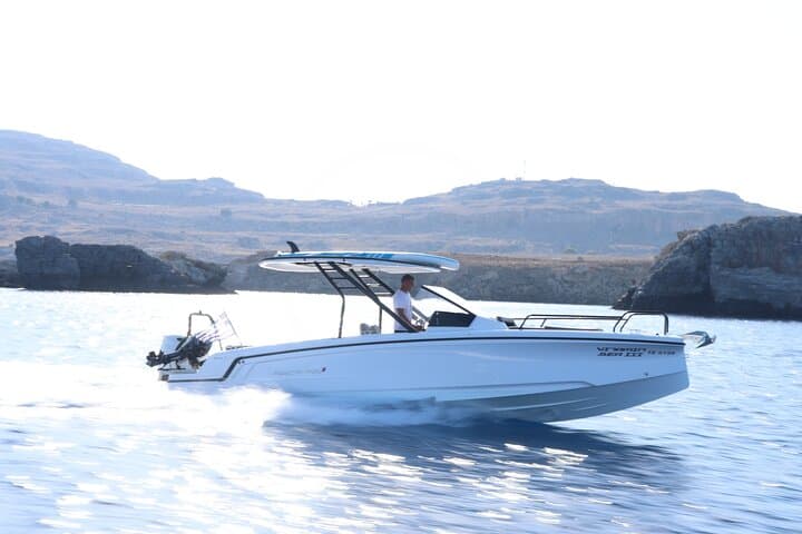 Half-Day Axopar 25 Rental from Lindos — Blue Lagoon, Red Sand & Snorkeling photo 2