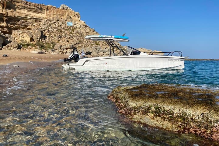 Half-Day Axopar 25 Rental from Lindos — Blue Lagoon, Red Sand & Snorkeling photo 3