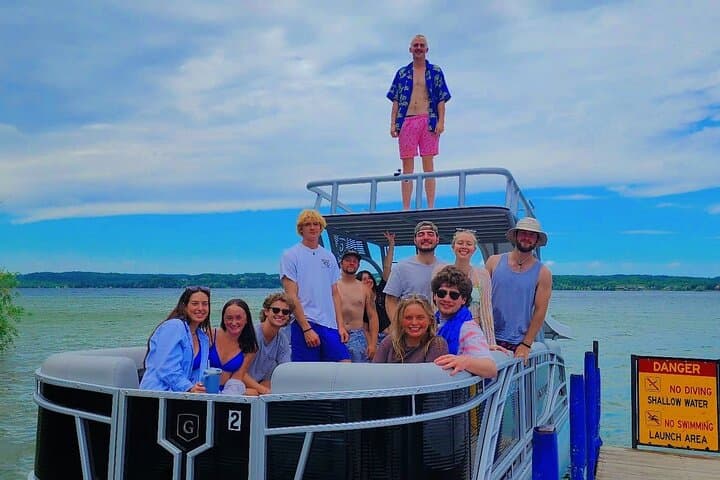 Traverse City Double-Decker Pontoon Rental with Waterslide — Luxury Lake Day