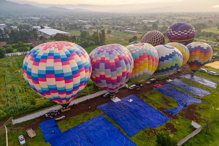 Sunrise Balloon Over Teotihuacan: Flight Above the City of the Gods