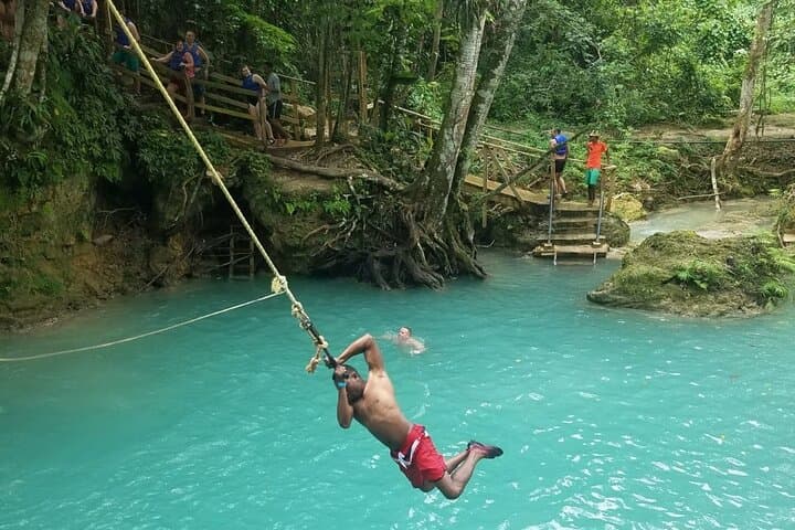 Blue Hole Waterfall & Bamboo Rafting from Ocho Rios — Swim, Swing & White River Drift photo 4