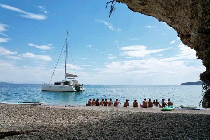 Half-Day Private Catamaran Cruise from Nafplio — Romvi, Bourtzi & Blue-Flag Beaches