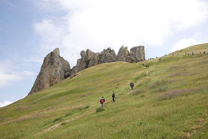 Beshbarmag & Candy Mountains Day Tour from Baku — Pink Lake, Five-Finger Rock, Coastal Views