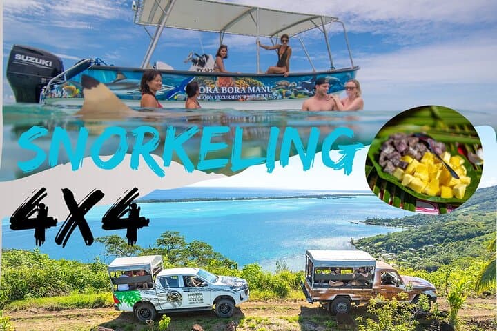 Bora-Bora Snorkel and 4x4 Safari: Lagoon Life to Mount Popoti in One Day