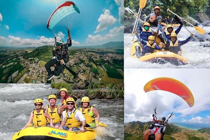 Manado paragliding and rafting day trip with lunch and pickup