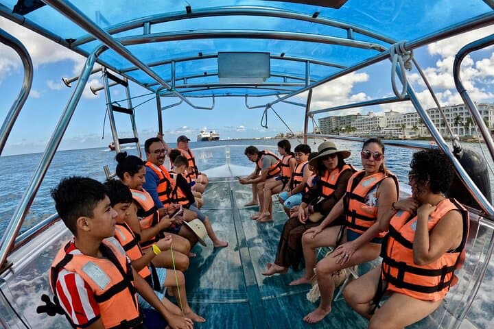 Transparent Boat Tour in Cozumel Reefs: Glass-Bottom Views of a Sunken Ship and Coral Gardens photo 2