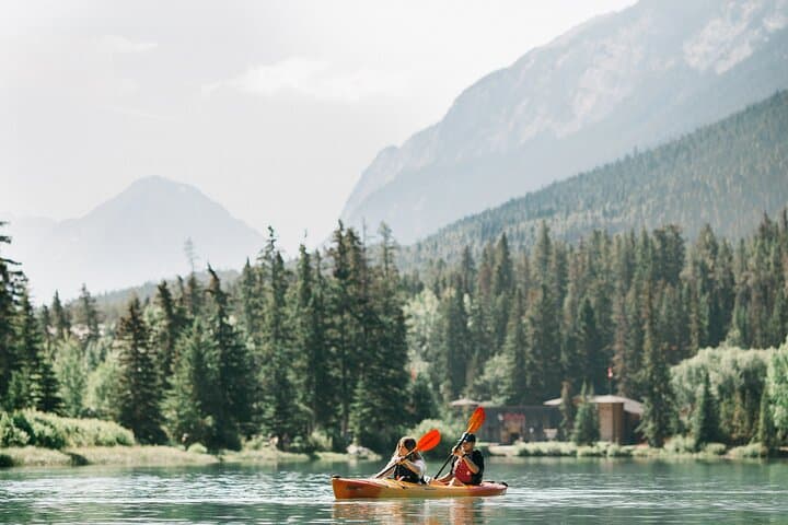 Bow River Double Kayak at Banff — Morning Paddle to Mount Rundle photo 3