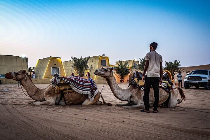 Private Morning Lehbab Red Sand Desert Safari — Camel Ride & Sandboarding photo 5