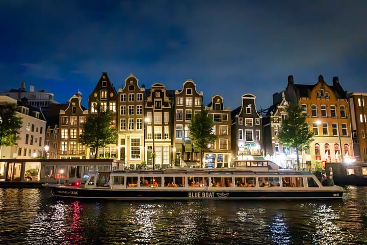 Amsterdam Evening Canal Cruise: 90-Min Night Cruise with Wine & Cheese