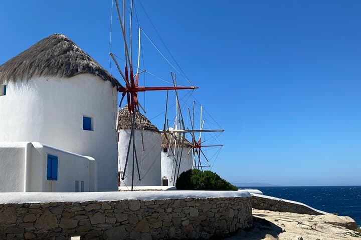 Private Mykonos Town Walking Tour and Island Highlights: Windmills, Beaches & Lighthouse Views