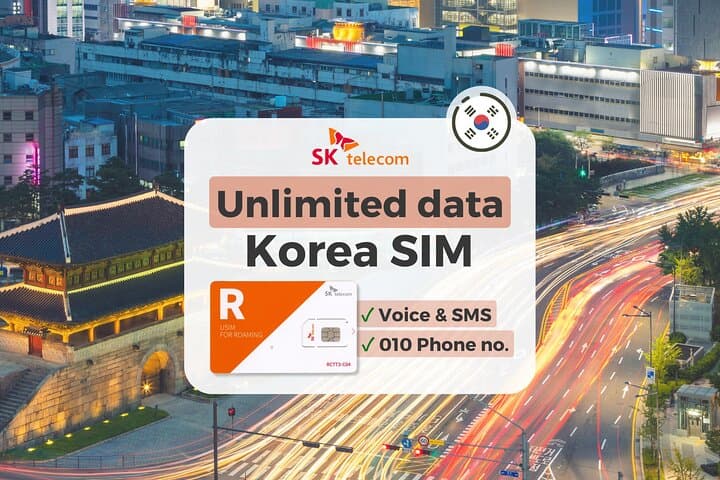 Korea SKT Unlimited SIM Card — Unlimited 4G Data & Local Calls (3–90 Days) photo 1