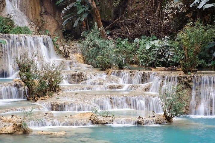 Luang Prabang Full-Day: Pak Ou Caves & Kuang Si Waterfall Minivan Adventure
