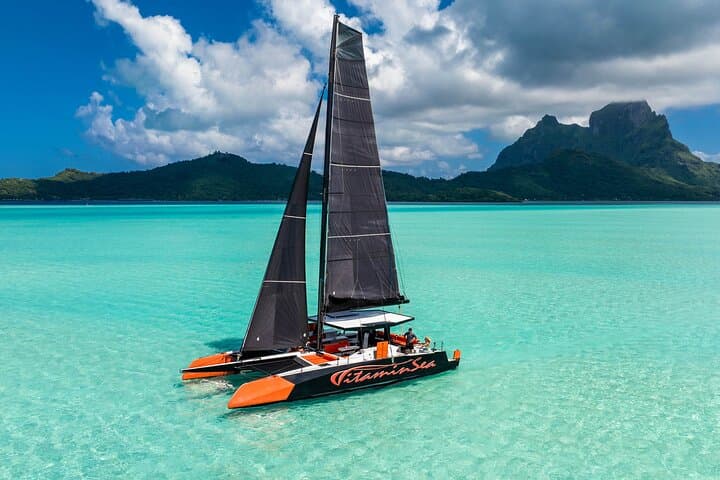 Half-Day Luxury Private Catamaran in Bora Bora — Sailing, Snorkeling & Floating Bar
