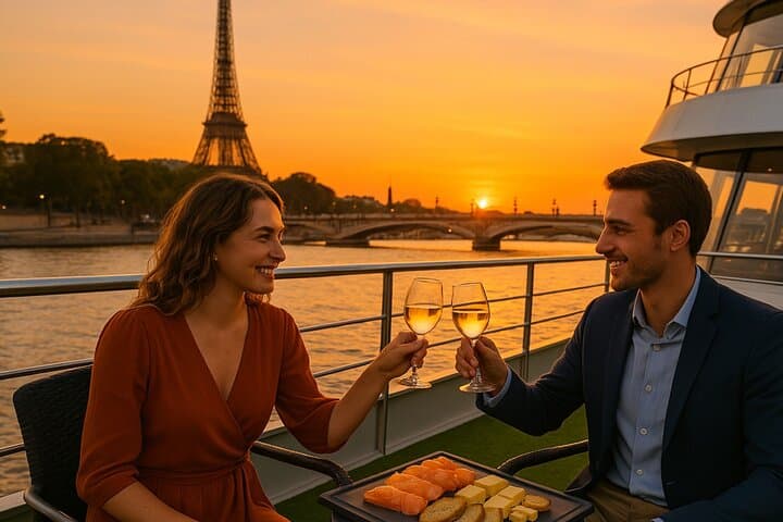Seine River Rooftop Boat Cruise Aperitif — Paris Evening Cruise with Drinks & Platter