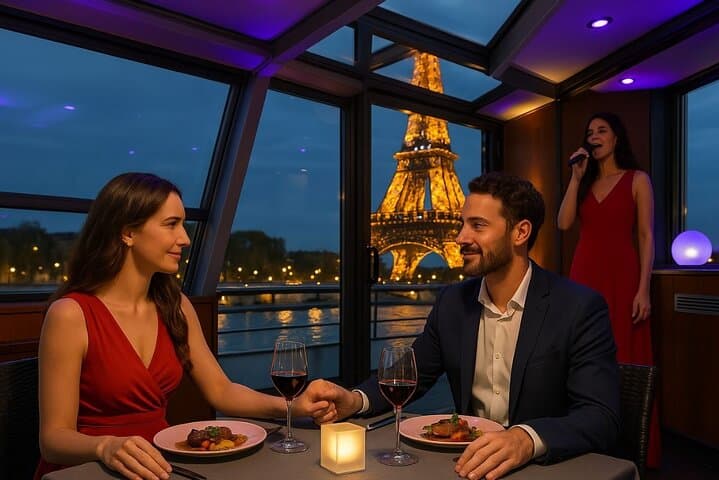 Paris Seine Dinner Cruise: Rooftop Aperitif, 3‑Course Meal & Live Singer