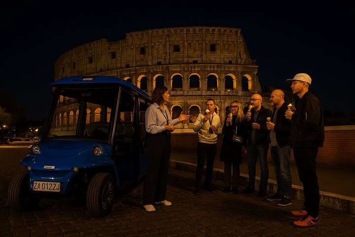 Rome Night Tour by Golf Cart: Prosecco, Gelato & Moonlit Landmarks