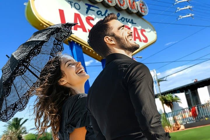 Goth Wedding at the Las Vegas Sign — Vow Renewal with Props, Props & Photos photo 3