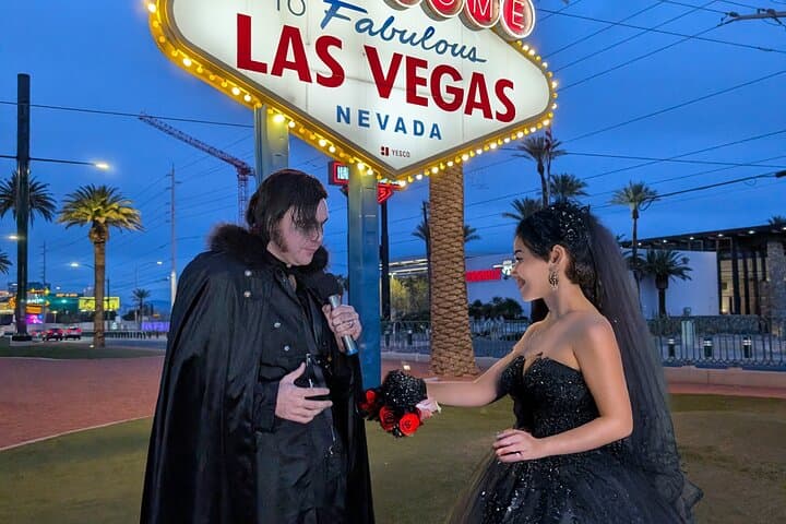 Goth Wedding at the Las Vegas Sign — Vow Renewal with Props, Props & Photos photo 4