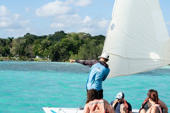 Private Catamaran Tour on Bacalar Lagoon — Luxury Sailing & Cenote Stops