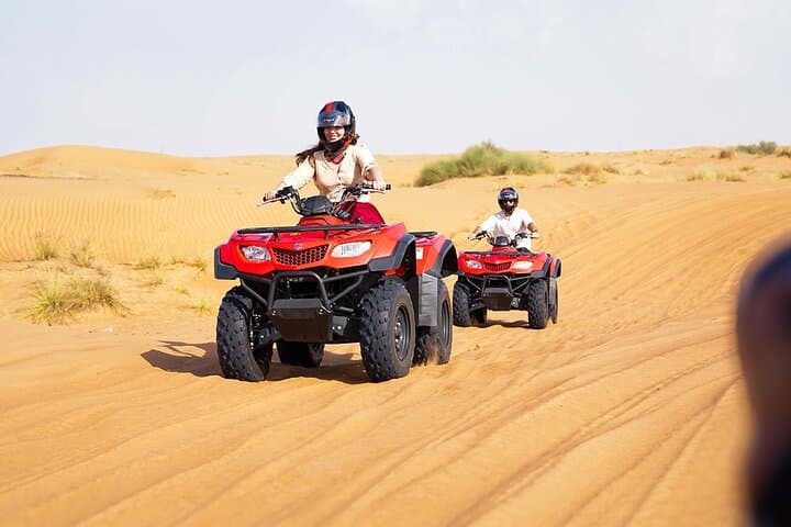 Dubai Quad Bike Safari, Camel Ride & Desert BBQ Camp Experience
