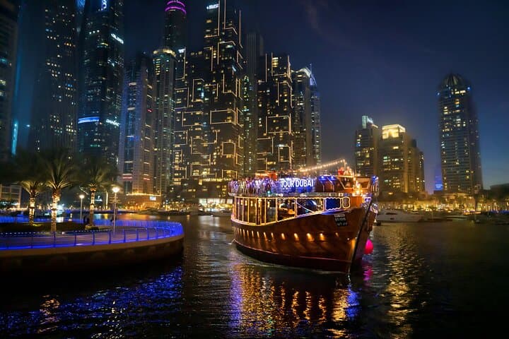 Dubai Marina Dhow Dinner Cruise: Luxury Indian Buffet Under City Lights