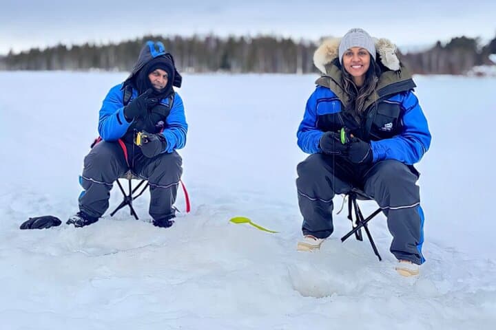 Rovaniemi Ice Fishing on Private Lakefront with BBQ Experience