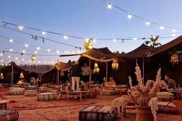 Agafay Desert Sunset Dinner & Fire Show from Marrakech — Camel Ride and Tagine Under the Stars