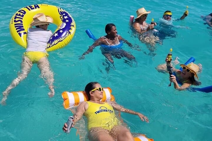 Twisted Tea Pontoon Party Boat: Bermuda Dockyard Snorkel, Shipwrecks & Cliff Jumps photo 3