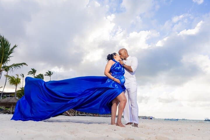 Punta Cana Flying-Dress Beach Photoshoot: Wind-Blown Portrait Session photo 2