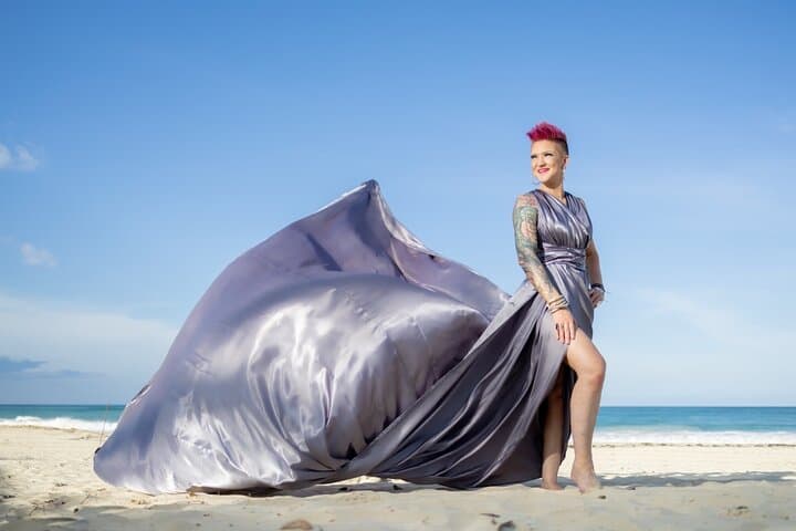 Punta Cana Flying-Dress Beach Photoshoot: Wind-Blown Portrait Session photo 6
