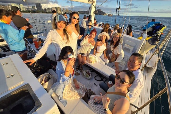 Waikiki Sunset Catamaran Cruise with Swim and Skyline Views